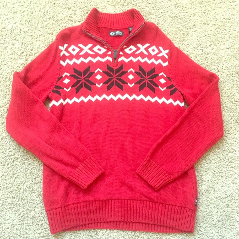 Red half zip sweater
